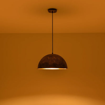 Unique Rustic Bronze Water-Erosion Dome Pendant Light, Dimmable, Adjustable