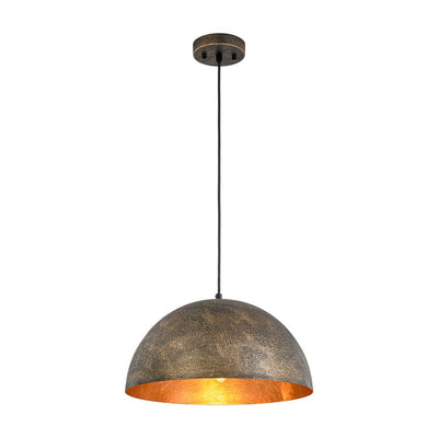 Unique Rustic Bronze Water-Erosion Dome Pendant Light, Dimmable, Adjustable