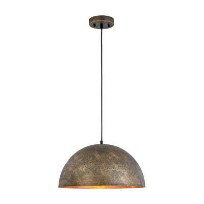 Unique Rustic Bronze Water-Erosion Dome Pendant Light, Dimmable, Adjustable