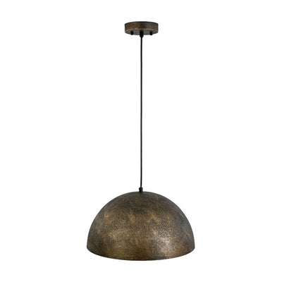 Unique Rustic Bronze Water-Erosion Dome Pendant Light, Dimmable, Adjustable