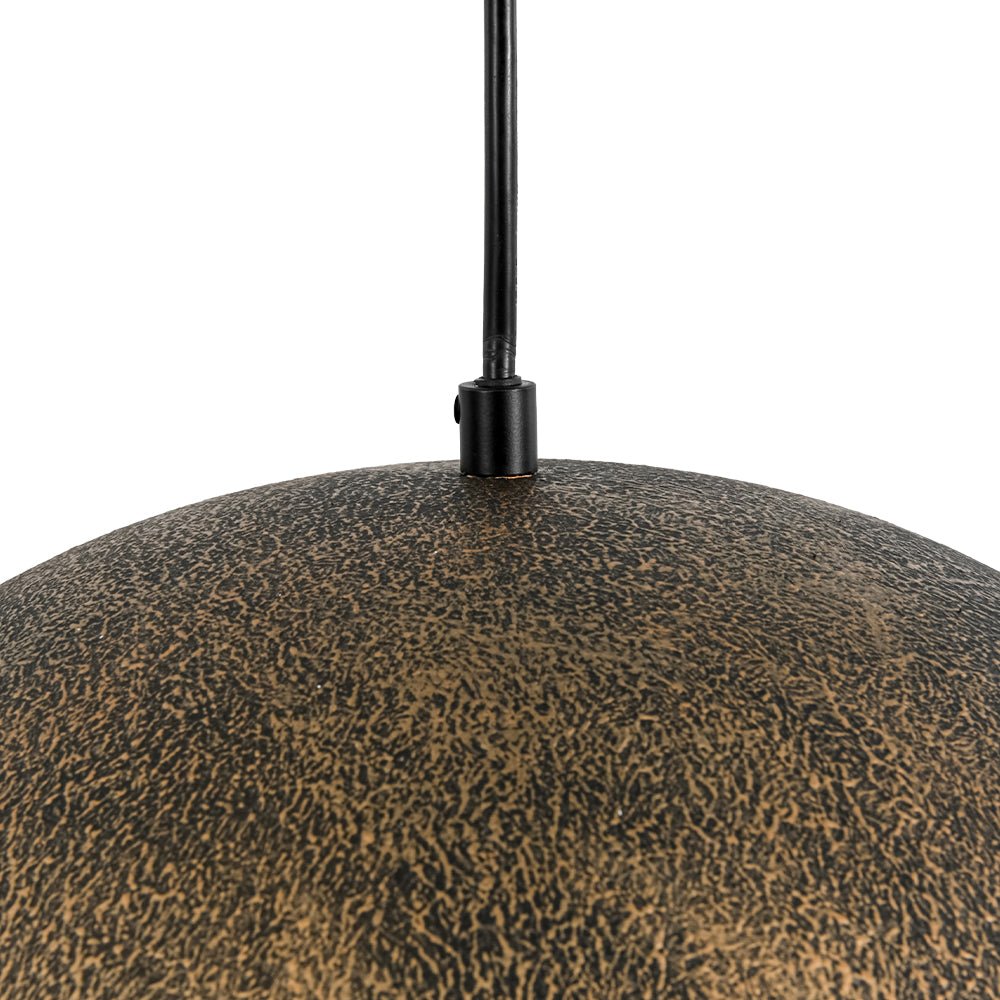 Unique Rustic Bronze Water-Erosion Dome Pendant Light, Dimmable, Adjustable