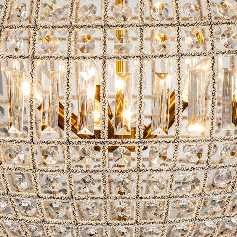 Luxury 3-Light Crystal Globe Pendant Chandelier, Antique Brass Dimmable Fixture