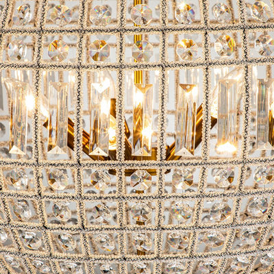 Luxury 3-Light Crystal Globe Pendant Chandelier, Antique Brass Dimmable Fixture