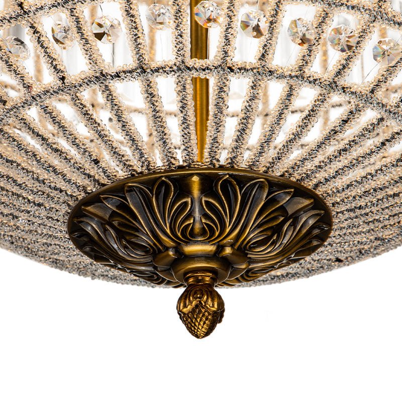 Luxury 3-Light Crystal Globe Pendant Chandelier, Antique Brass Dimmable Fixture