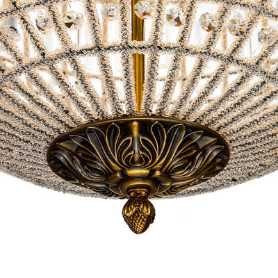 Luxury 3-Light Crystal Globe Pendant Chandelier, Antique Brass Dimmable Fixture