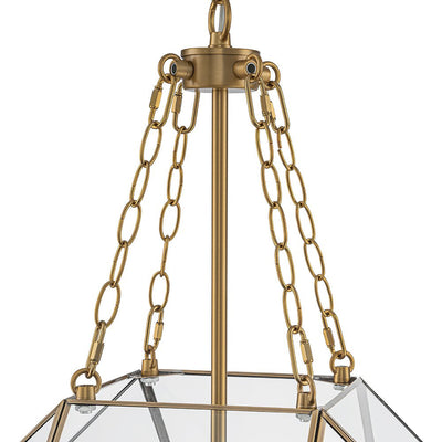 Vintage Brass Geometric Lantern Pendant Light, 3-Light Dimmable Ceiling Fixture