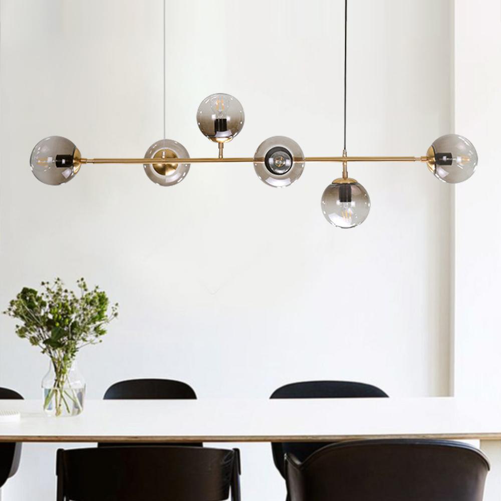 6-light Glass Globe Linear Chandelier
