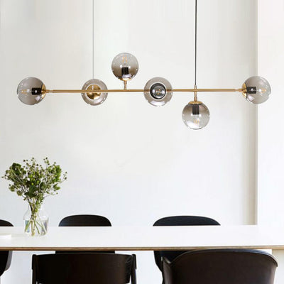 6-light Glass Globe Linear Chandelier