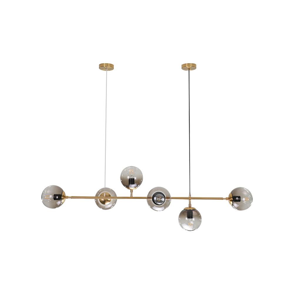 6-light Glass Globe Linear Chandelier