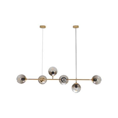 6-light Glass Globe Linear Chandelier