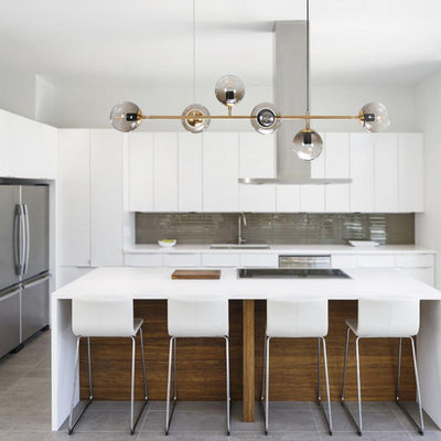 6-light Glass Globe Linear Chandelier