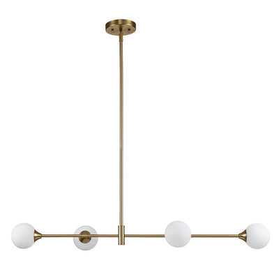 4-Light Opal Glass Globe Kitchen Island Pendant