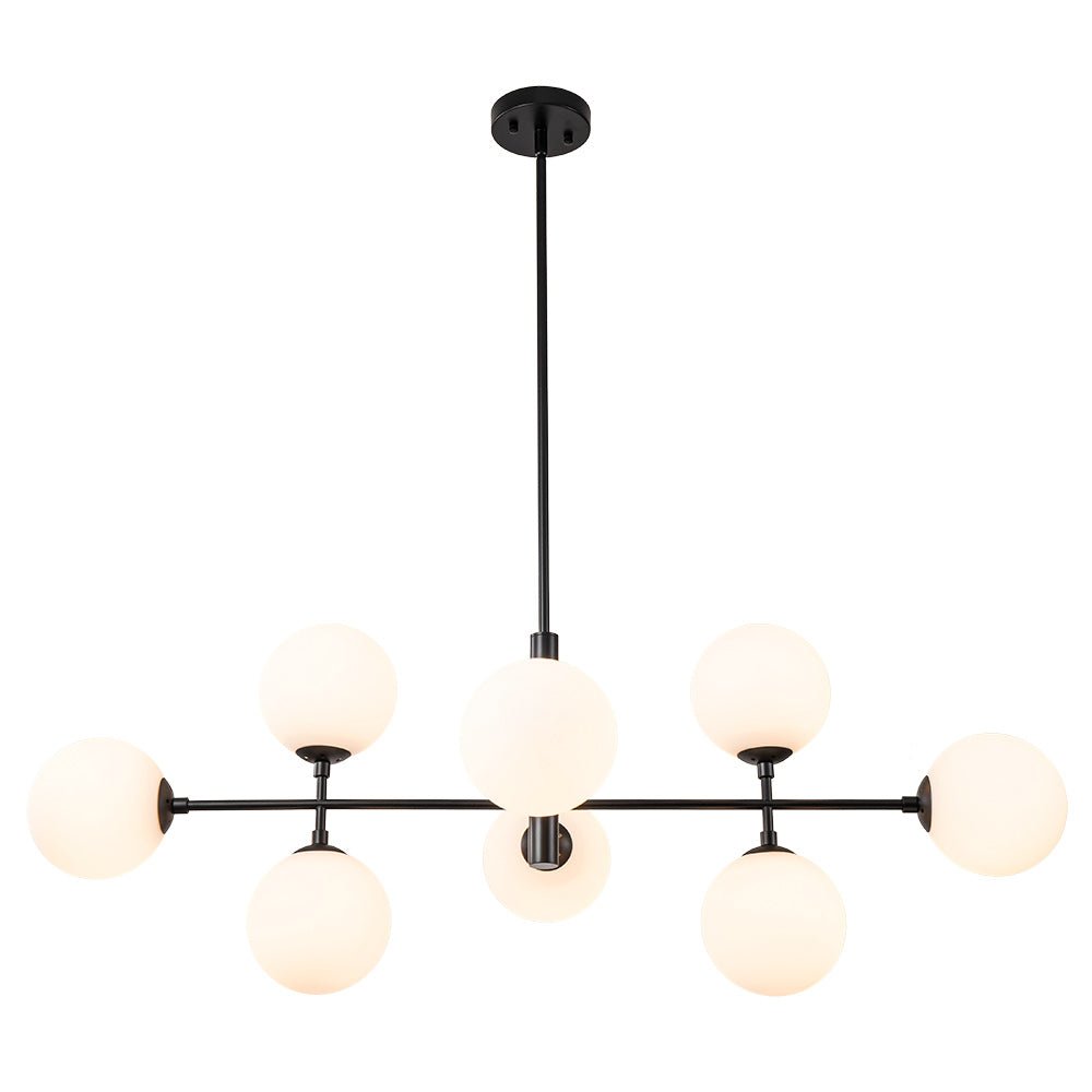 8-Light Linear Sputnik Frosted Glass Globe Chandelier