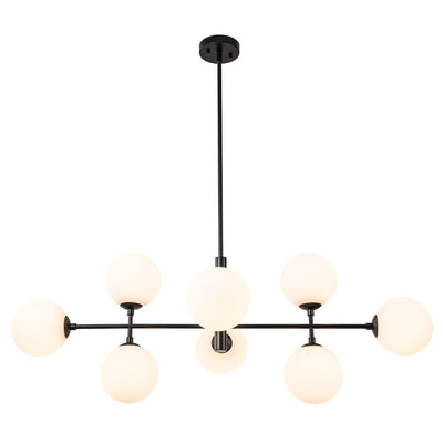 8-Light Linear Sputnik Frosted Glass Globe Chandelier