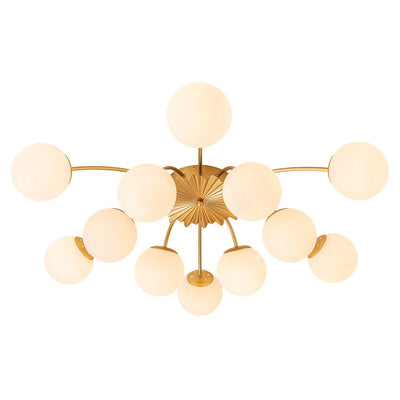 Blossom 12-Light Opal Glass Bubble Semi Flush Chandelier