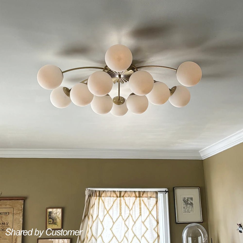 Blossom 12-Light Opal Glass Bubble Semi Flush Chandelier