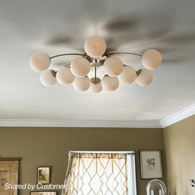 Blossom 12-Light Opal Glass Bubble Semi Flush Chandelier