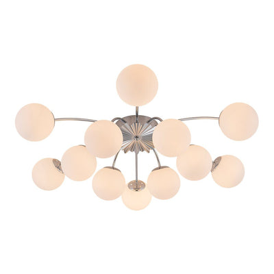 Blossom 12-Light Opal Glass Bubble Semi Flush Chandelier