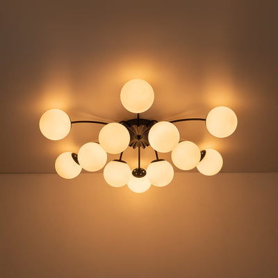 Blossom 12-Light Opal Glass Bubble Semi Flush Chandelier