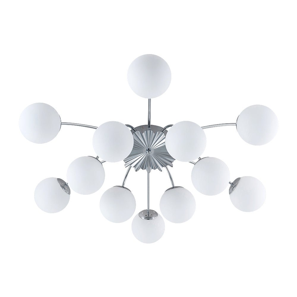 Blossom 12-Light Opal Glass Bubble Semi Flush Chandelier