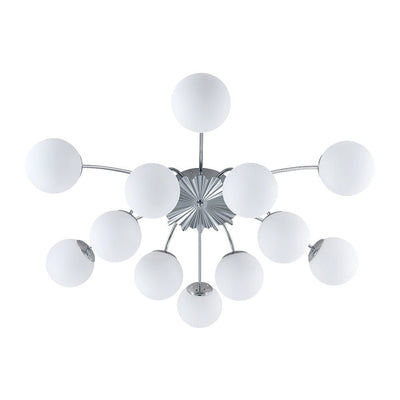 Blossom 12-Light Opal Glass Bubble Semi Flush Chandelier