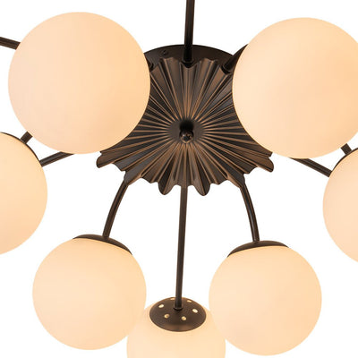 Blossom 12-Light Opal Glass Bubble Semi Flush Chandelier