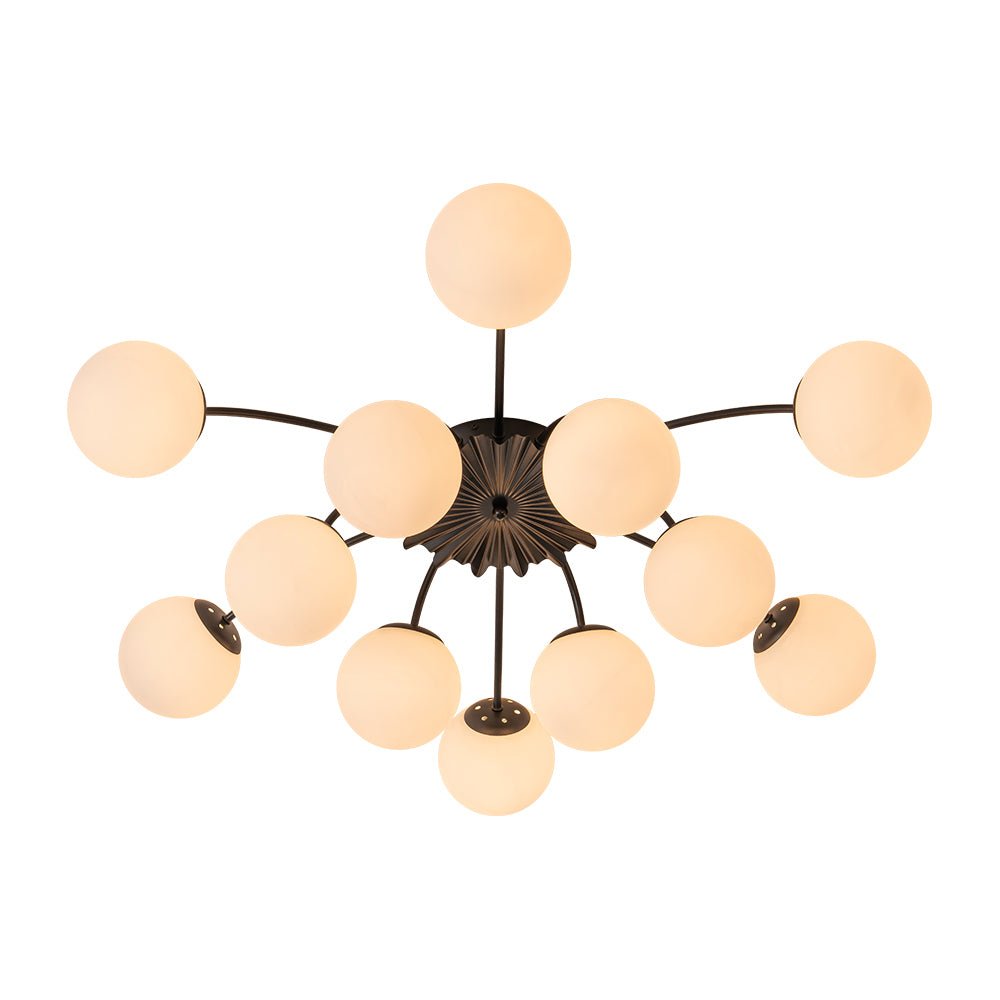 Blossom 12-Light Opal Glass Bubble Semi Flush Chandelier