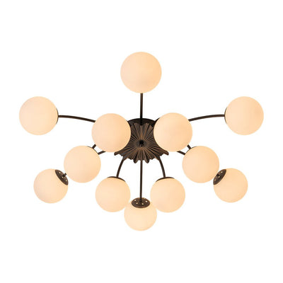 Blossom 12-Light Opal Glass Bubble Semi Flush Chandelier