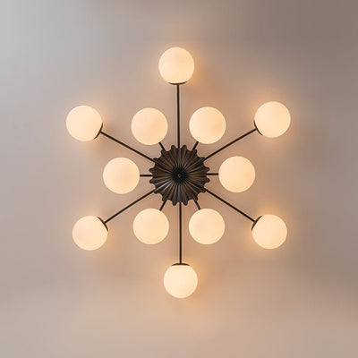 Blossom 12-Light Opal Glass Bubble Semi Flush Chandelier