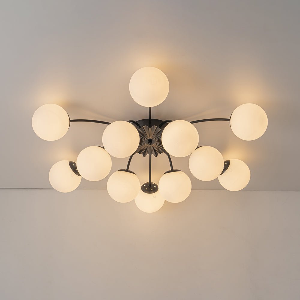 Blossom 12-Light Opal Glass Bubble Semi Flush Chandelier