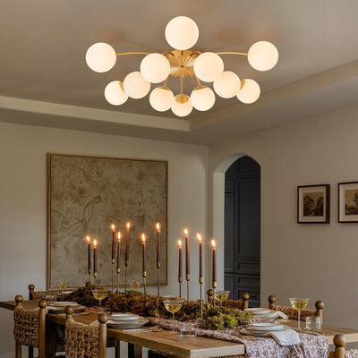 Blossom 12-Light Opal Glass Bubble Semi Flush Chandelier