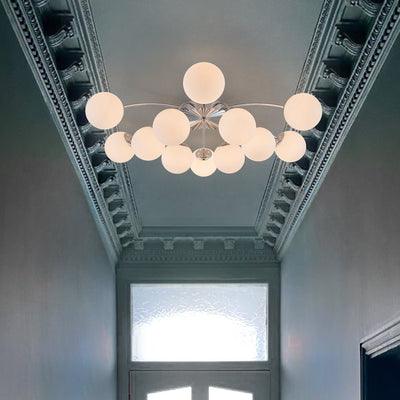 Blossom 12-Light Opal Glass Bubble Semi Flush Chandelier