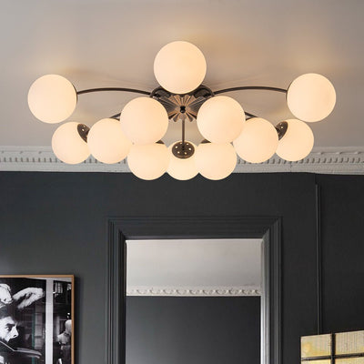 Blossom 12-Light Opal Glass Bubble Semi Flush Chandelier
