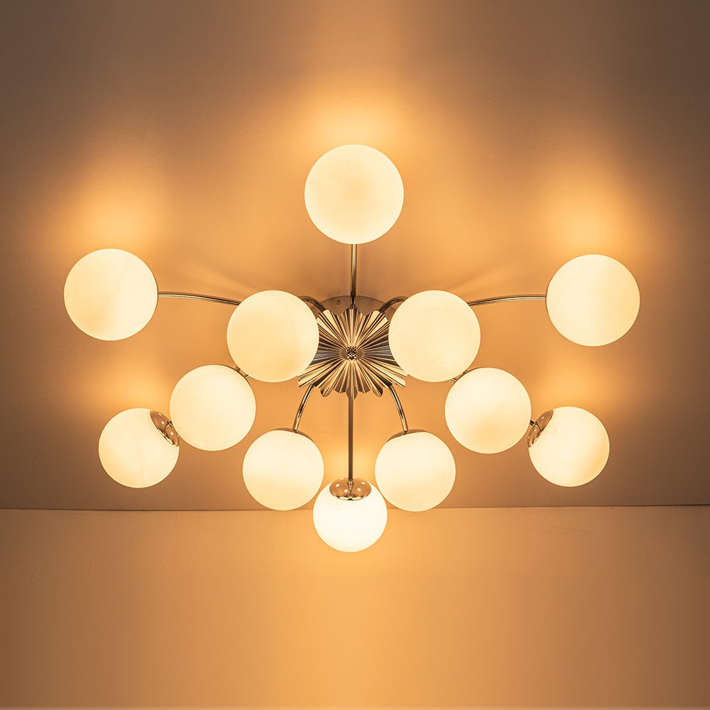 Blossom 12-Light Opal Glass Bubble Semi Flush Chandelier