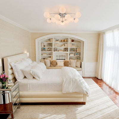 Blossom 12-Light Opal Glass Bubble Semi Flush Chandelier