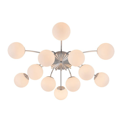 Blossom 12-Light Opal Glass Bubble Semi Flush Chandelier
