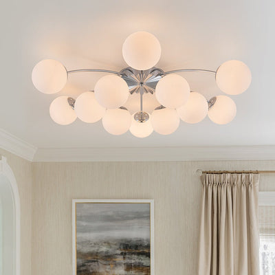 Blossom 12-Light Opal Glass Bubble Semi Flush Chandelier