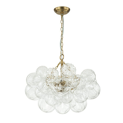 Brass Cluster Sculpture Texture Glass Globe Bubble Chandelier