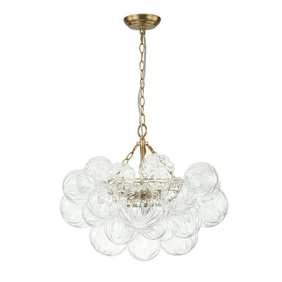 Brass Cluster Sculpture Texture Glass Globe Bubble Chandelier