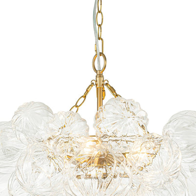 Brass Cluster Sculpture Texture Glass Globe Bubble Chandelier