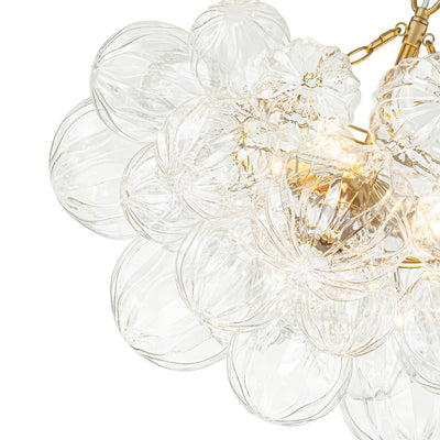 Brass Cluster Sculpture Texture Glass Globe Bubble Chandelier