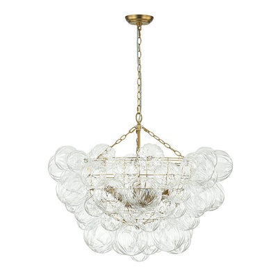 Brass Cluster Sculpture Texture Glass Globe Bubble Chandelier