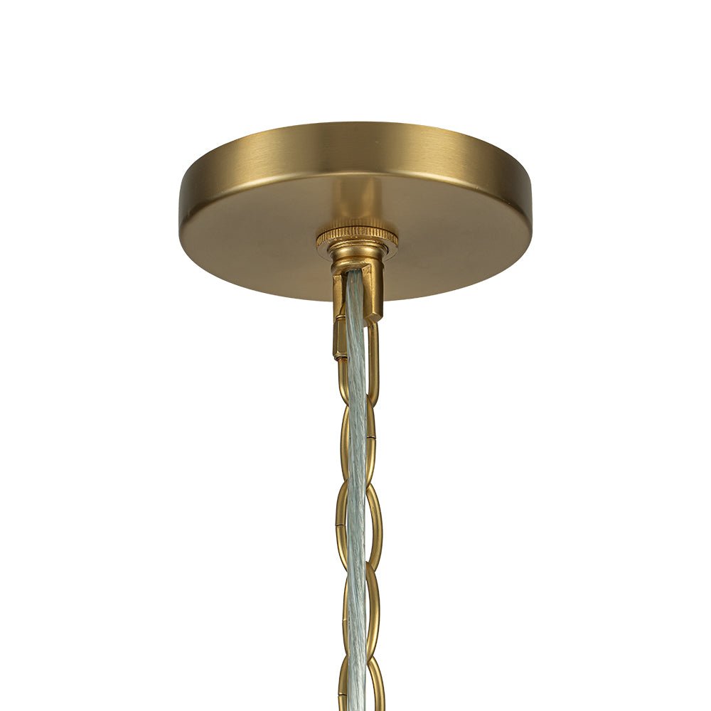 Brass Halo Ribbed Glass Globe Bubble Ring Chandelier