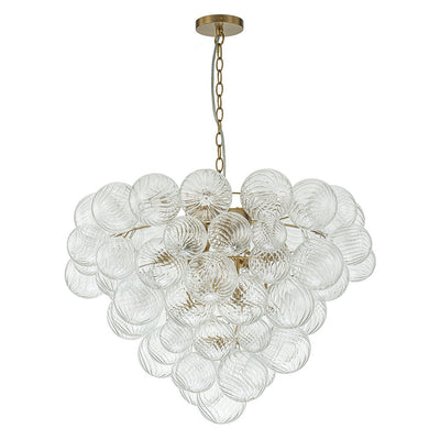 Glam Brass Cluster Ribbed Glass Globe Bubble Chandelier