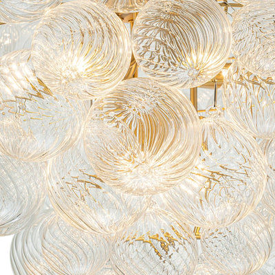 Glam Brass Cluster Ribbed Glass Globe Bubble Chandelier