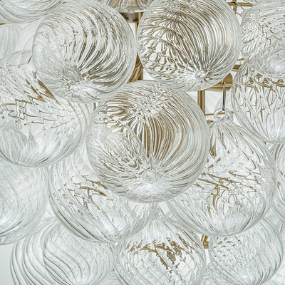 Glam Brass Cluster Ribbed Glass Globe Bubble Chandelier
