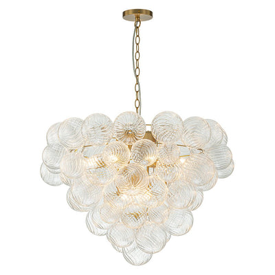Glam Brass Cluster Ribbed Glass Globe Bubble Chandelier