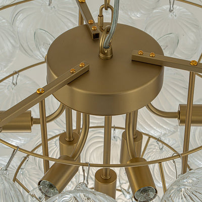 Glam Brass Cluster Ribbed Glass Globe Bubble Chandelier