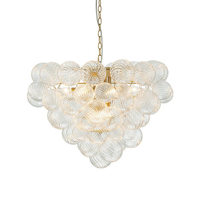 Glam Brass Cluster Ribbed Glass Globe Bubble Chandelier