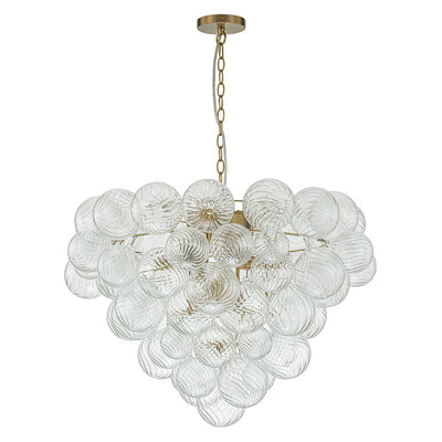 Glam Brass Cluster Ribbed Glass Globe Bubble Chandelier